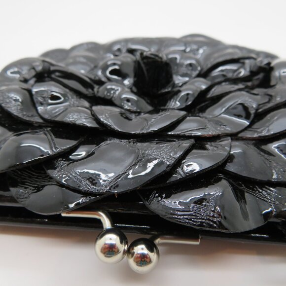 Women Wristlet Brighton Black Patent Leather Wallet Bag Coin Purse Kisslock - Picture 9 of 12